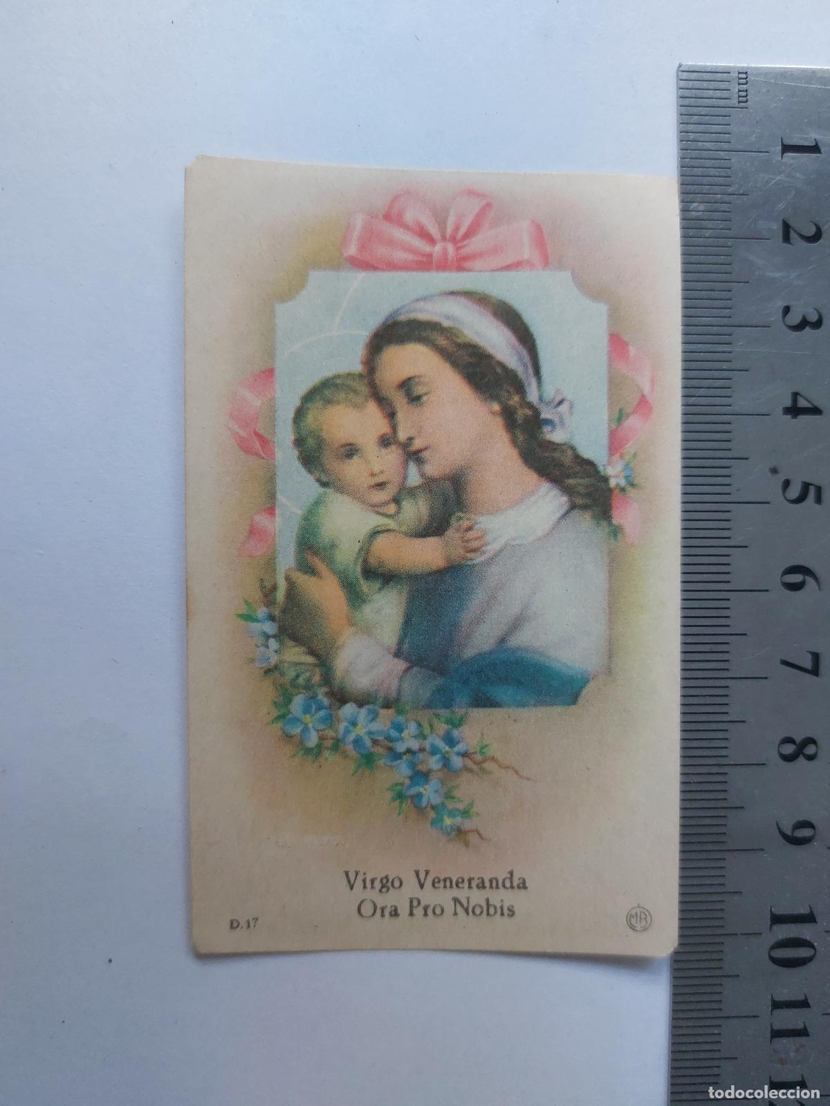 Postales: Estampa religiosa de la Virgen Veneranda con el Ni&ntilde;o Jes&uacute;s