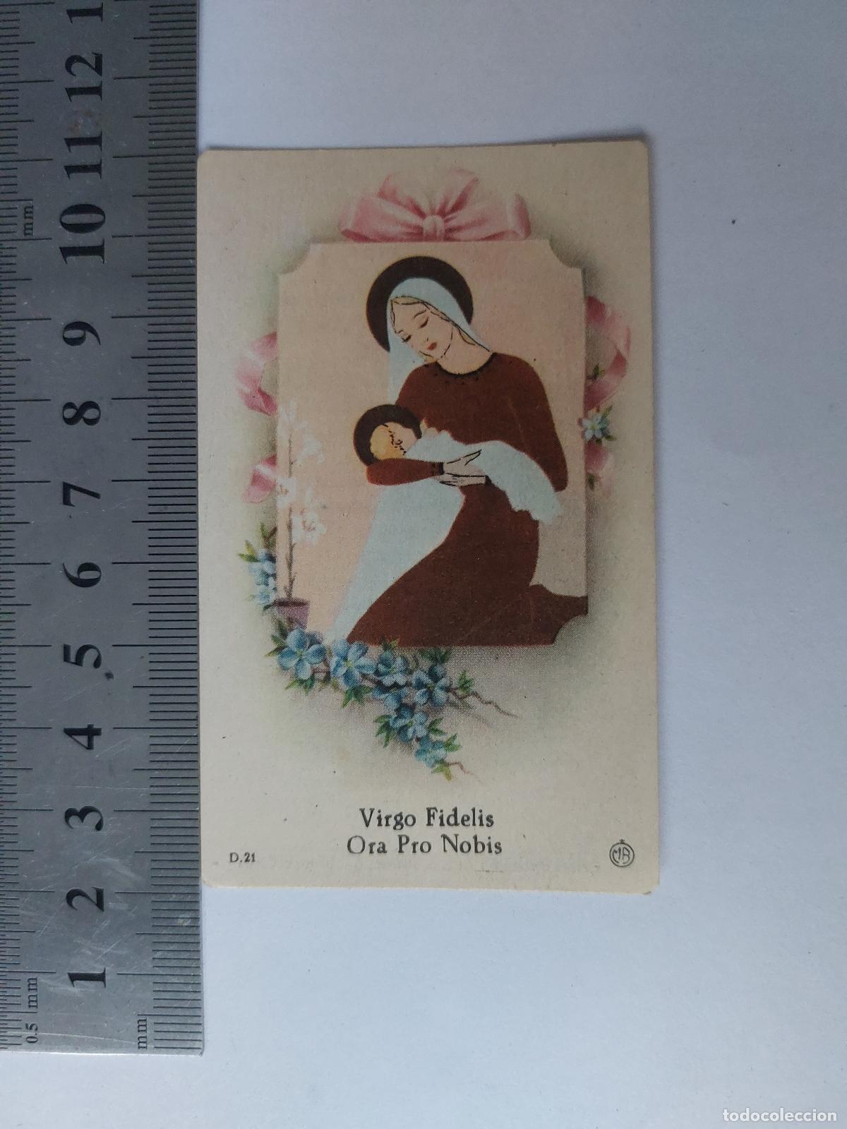 Postales: Estampa religiosa de la Virgen Mar&iacute;a con el Ni&ntilde;o Jes&uacute;s