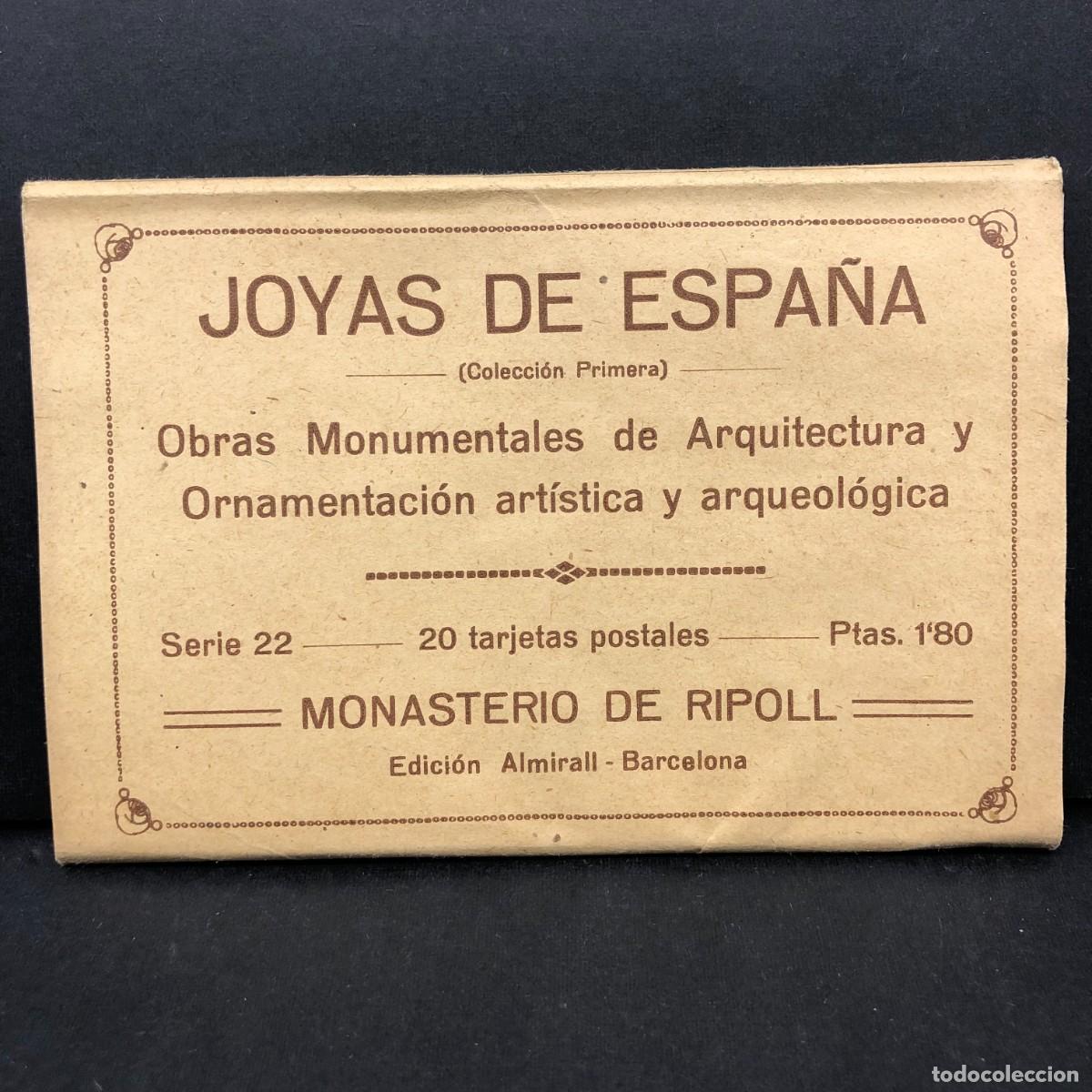 Postales: JOYAS DE ESPA&Ntilde;A - MONASTERIO DE RIPOLL - 16 TARJETAS POSTALES - EDICI&Oacute;N ALMIRALL - FALTAN 4 / 3304