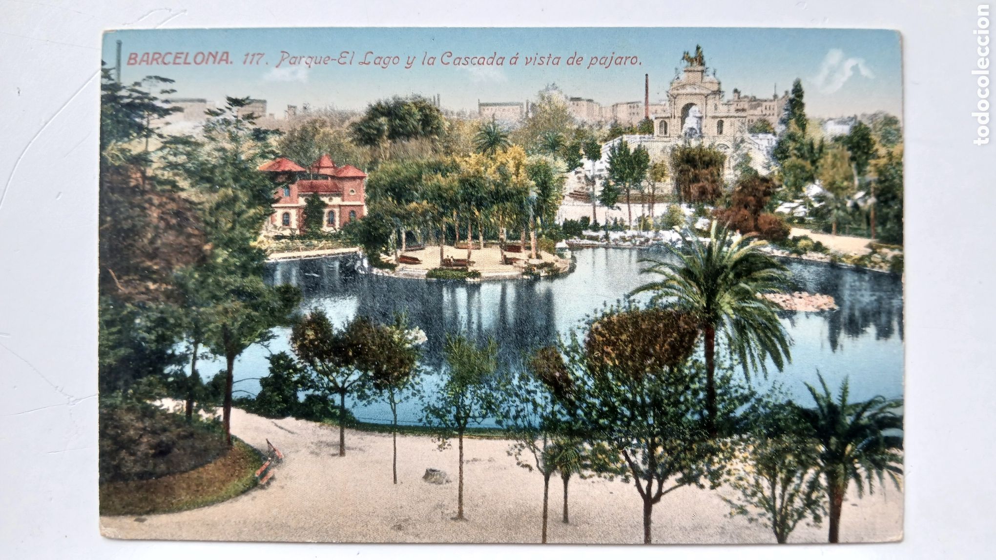 Postales: POSTAL BARCELONA COLOREADA PARQUE CIUTADELLA LAGO Y CASCADA N&ordm; 117 JORGE VENINI SIN CIRCULAR