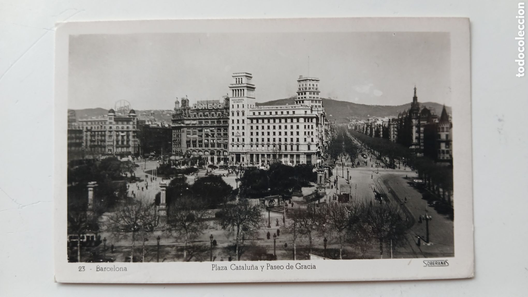 Postales: POSTAL BARCELONA B/N PLAZA CATALU&Ntilde;A PASSEIG DE GR&Agrave;CIA SOBERANAS N&ordm; 23 ESCRITA EN 1951