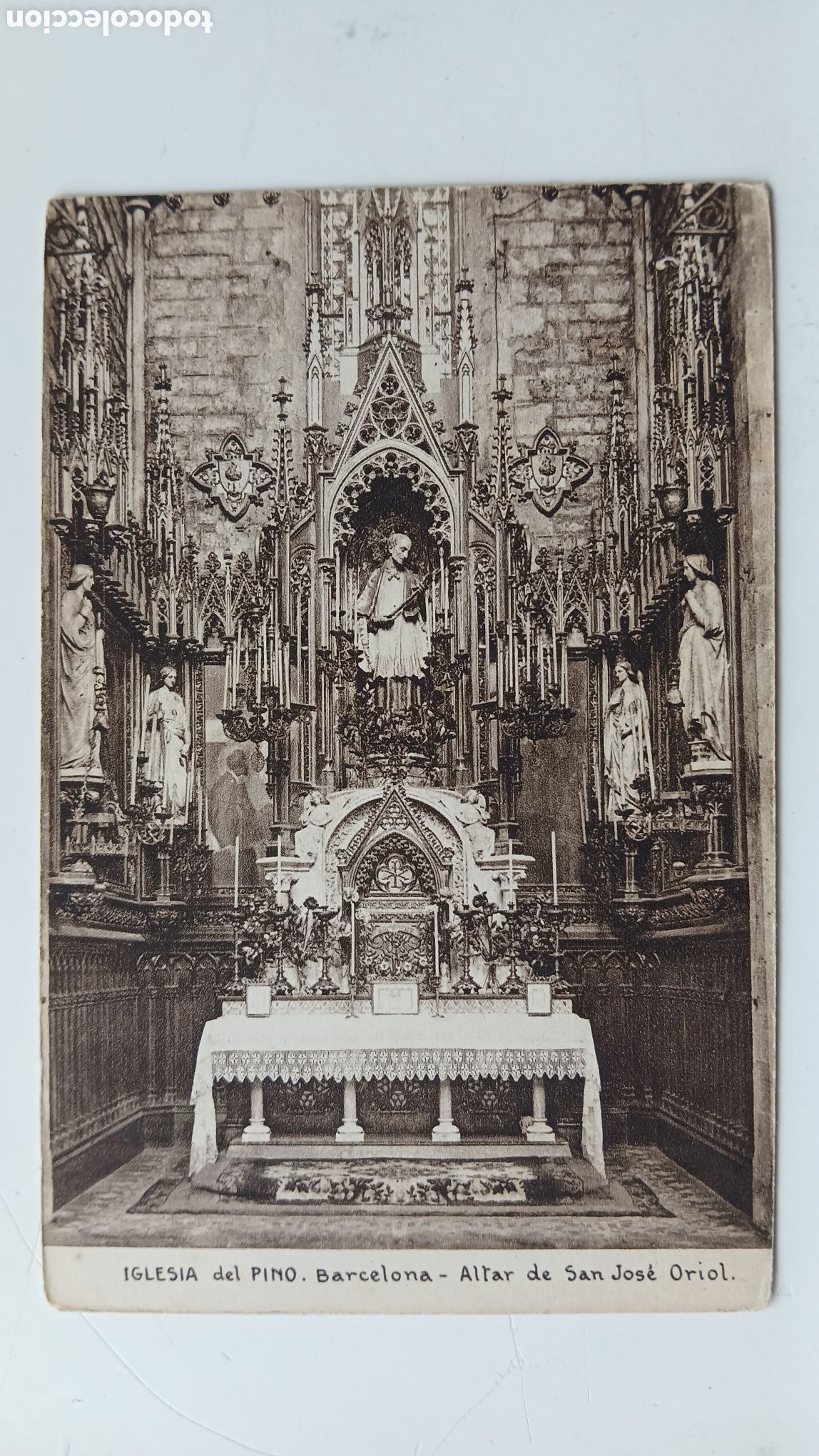 Postales: POSTAL BARCELONA B/N ESGL&Egrave;SIA DEL PI ALTAR SANT ORIOL HUECOGRABADO MUMBR&Uacute; SIN CIRCULAR