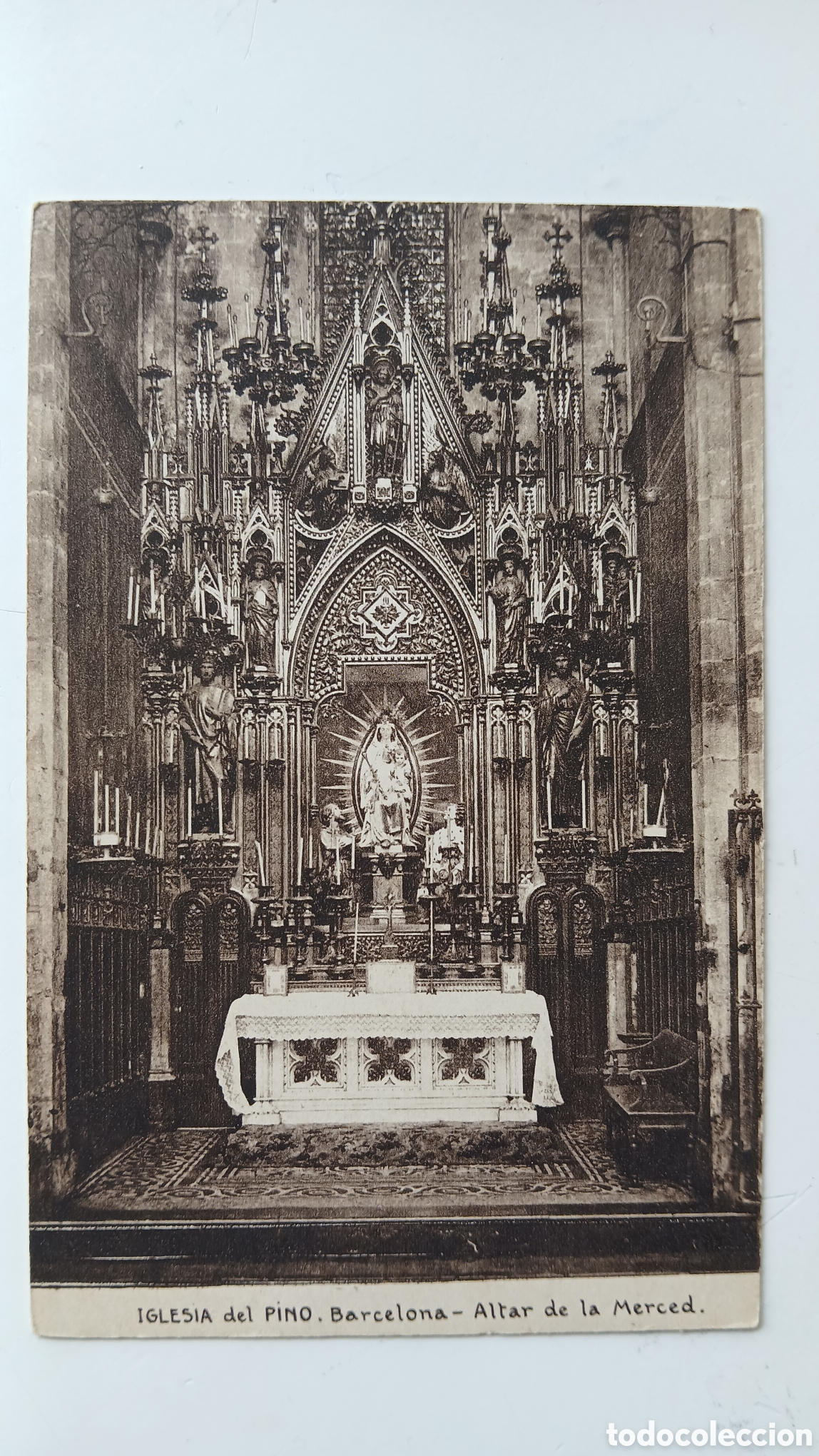 Postales: POSTAL BARCELONA B/N ESGL&Egrave;SIA DEL PI ALTAR DE LA MERC&Egrave; HUECOGRABADO MUMBR&Uacute; SIN CIRCULAR
