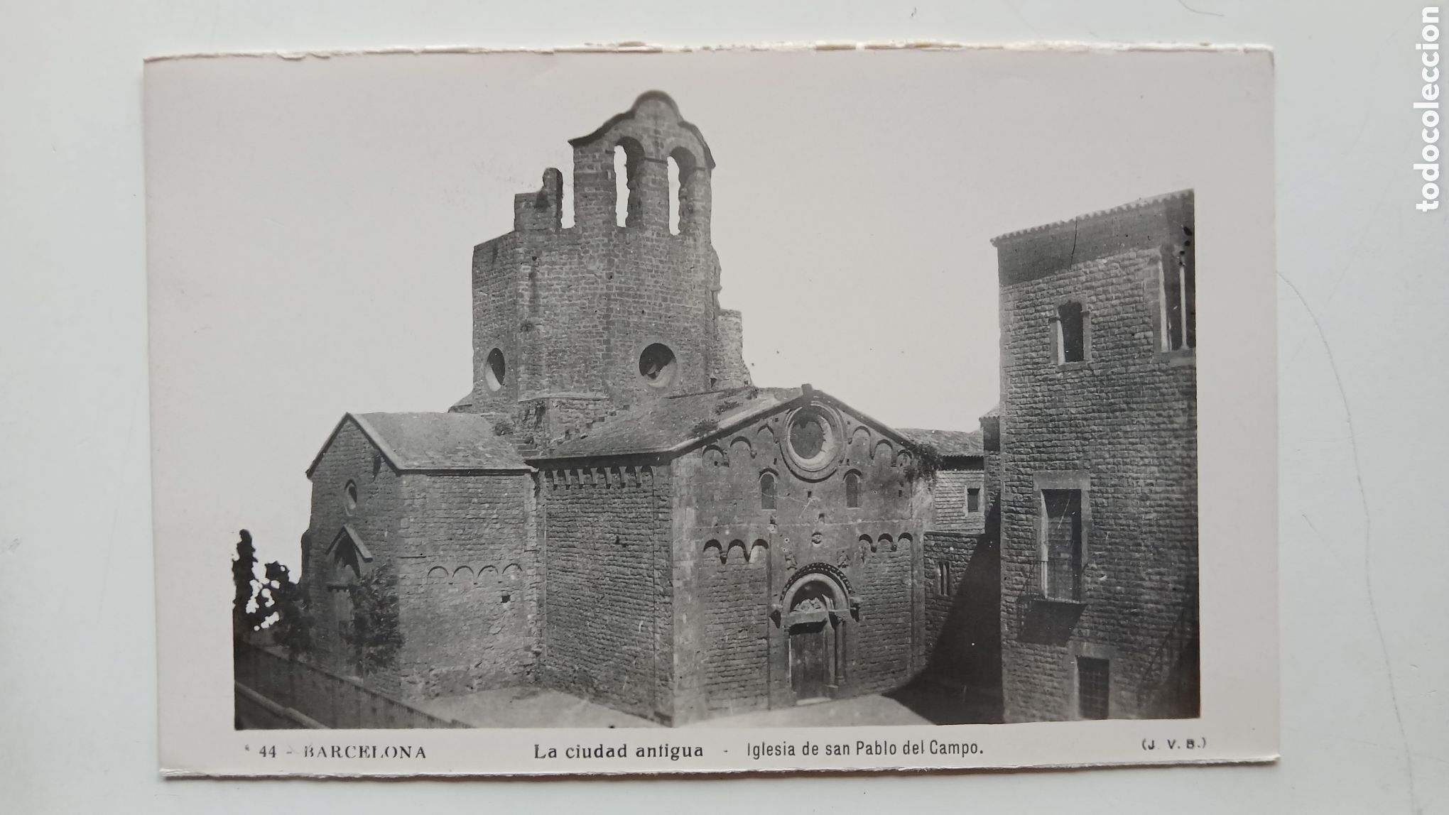 Postales: POSTAL BARCELONA B/N IGLESIA DE SAN PABLO FACHADA JVB N&ordm; 44 SIN CIRCULAR