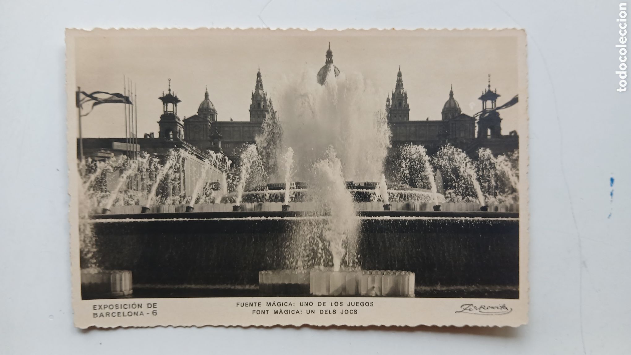 Postales: POSTAL BARCELONA B/N FONT M&Agrave;GICA MONTJUIC PALAU NACIONAL ZERKOWITZ N&ordm; 6 SIN CIRCULAR