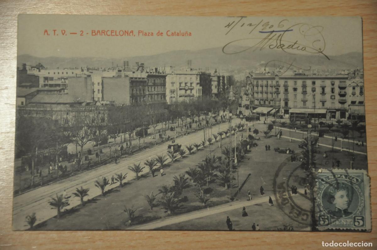 Postales: postal barcelona, plaza de catalu&ntilde;a, atv 2