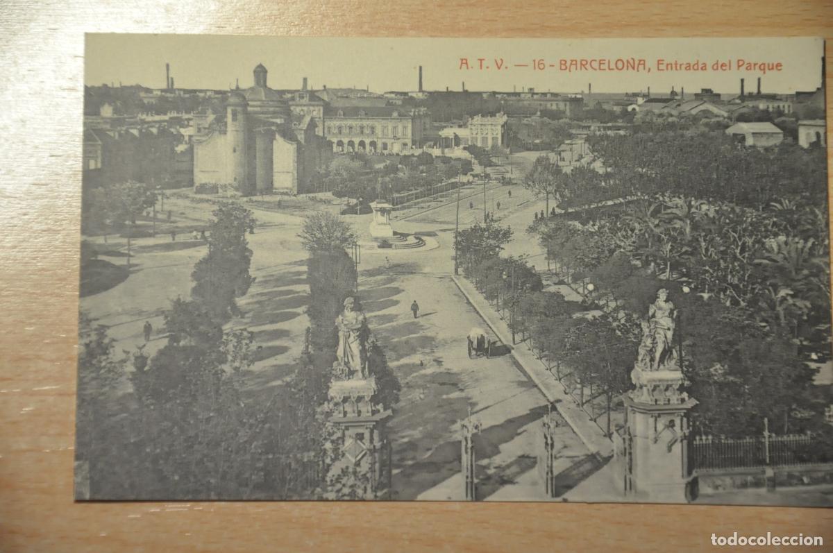 Postales: postal barcelona, entrada del parque, atv 16