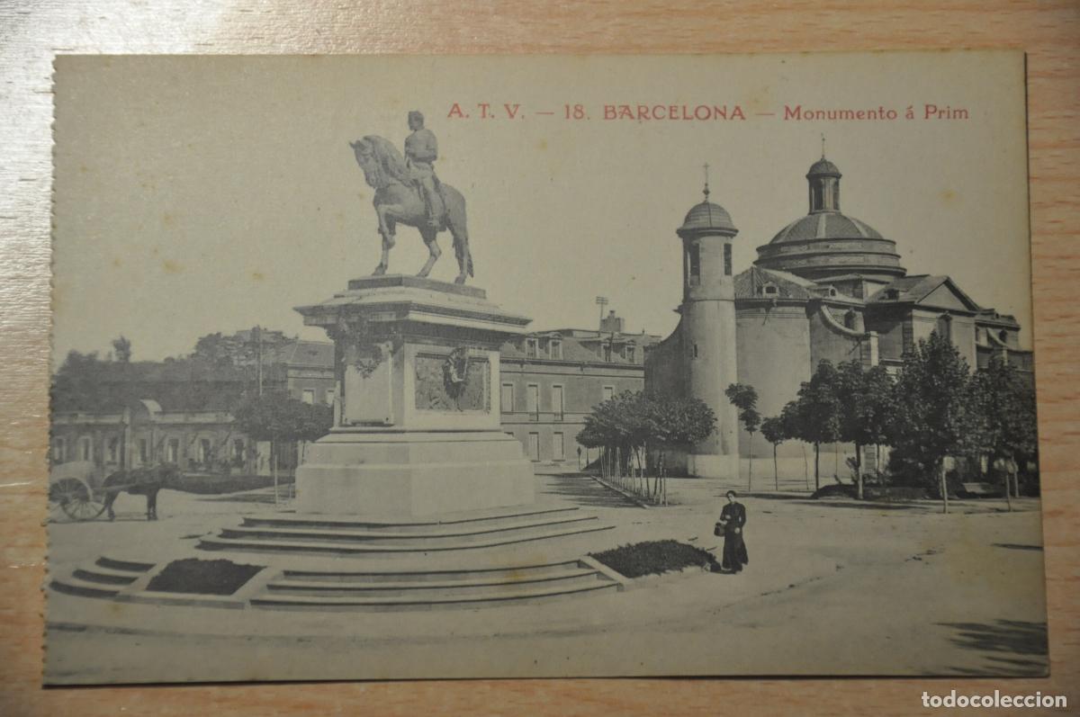 Postales: postal barcelona, monumento a prim, atv 18