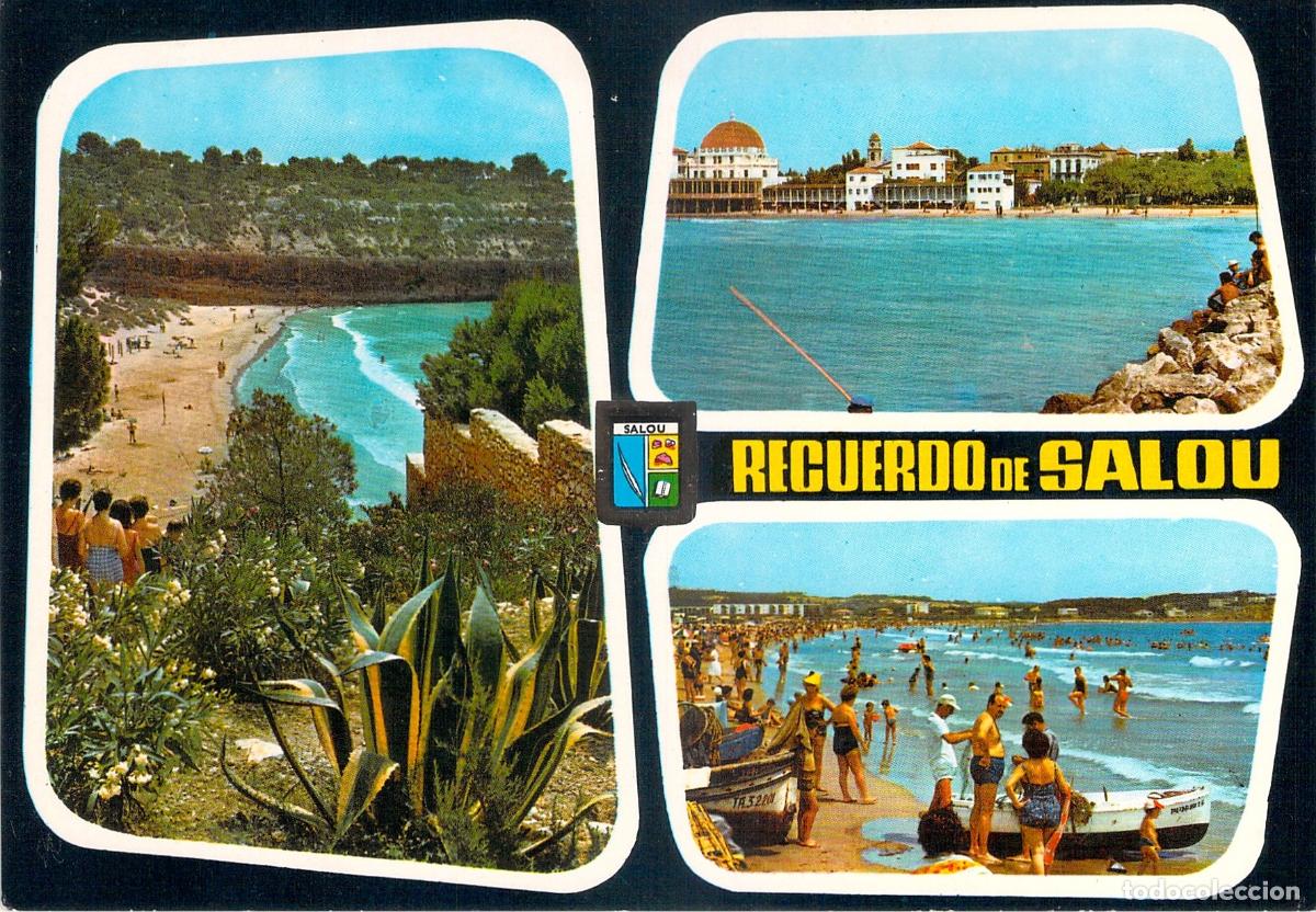 Postales: Postal de Salou vistas parciales de la playa y el entorno costero