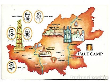 Postales: MAPA DE L&acute;ALT CAMP.- CAMPA&Ntilde;A DEL CONGRES DE CULTURA CATALANA