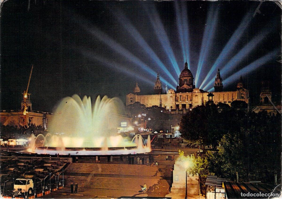 Postales: Postal de la Fuente M&aacute;gica de Montju&iuml;c iluminada en Barcelona