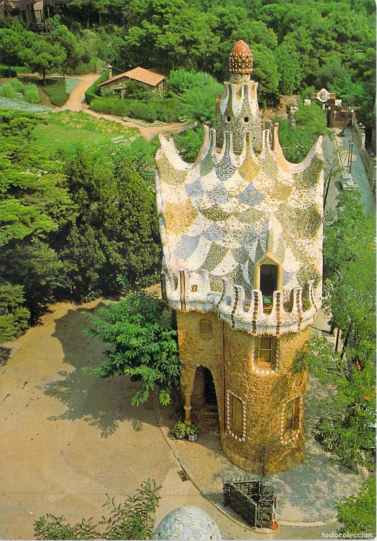 Postales: Postal de Barcelona Parque G&uuml;ell Pabell&oacute;n de la Porter&iacute;a Gaud&iacute;