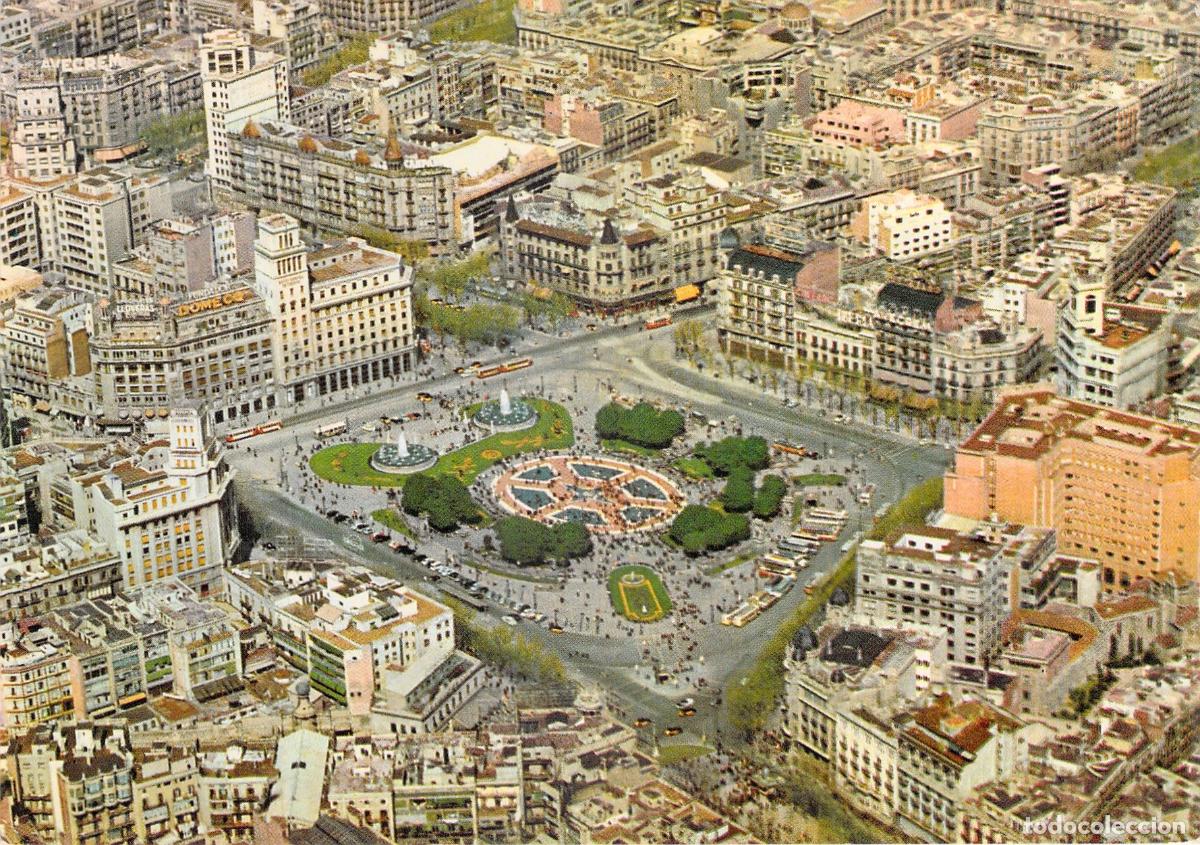 Postales: Postal de la Plaza de Catalu&ntilde;a en Barcelona