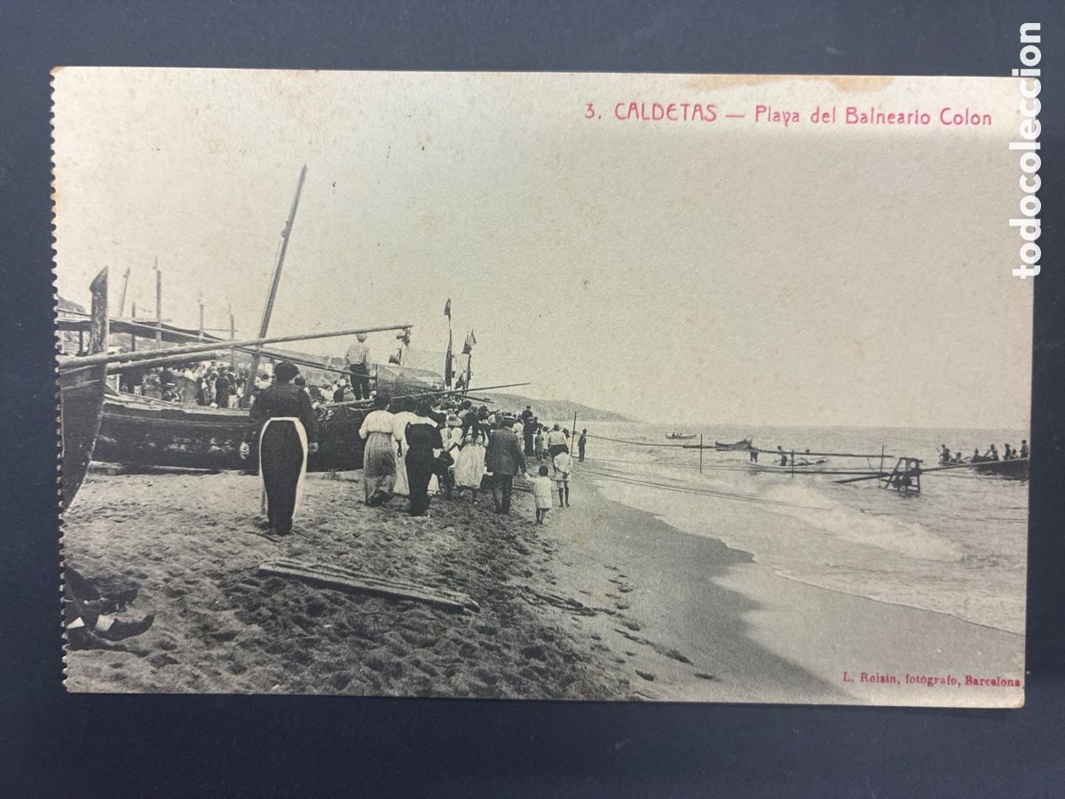 Postales: POSTAL CALDES D'ESTRAC PLAYA DEL BALNEARIO COLON EDITA ROISIN 3 CIRCULADA