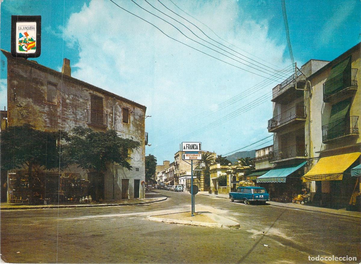 Postales: Postal de la Plaza Arias Comellas y Calle Jos&eacute; Antonio en La Jonquera