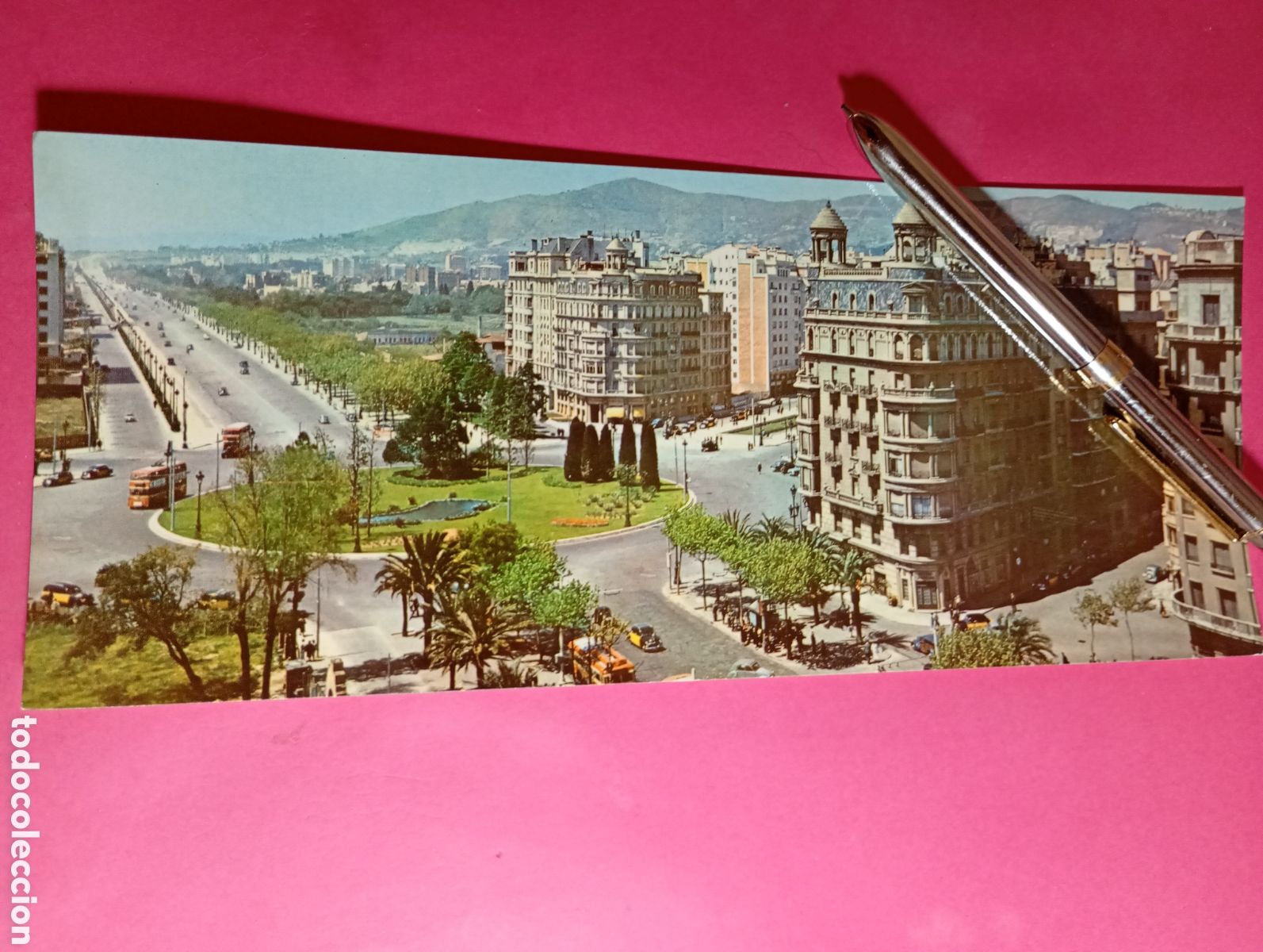 Postales: BARCELONA ANTIGUAS PLAZA CALVO SOTELO CRUCE CON AVENIDA GENERAL&Iacute;SIMO FRANCO