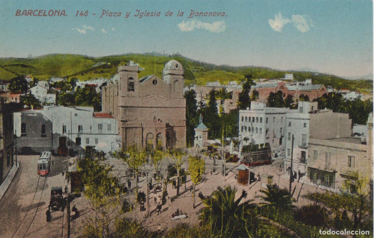 Postales: BARCELONA, PLAZA Y IGLESIA DE LA BONANOVA - ED.JORGE VENINI 148 - S/C