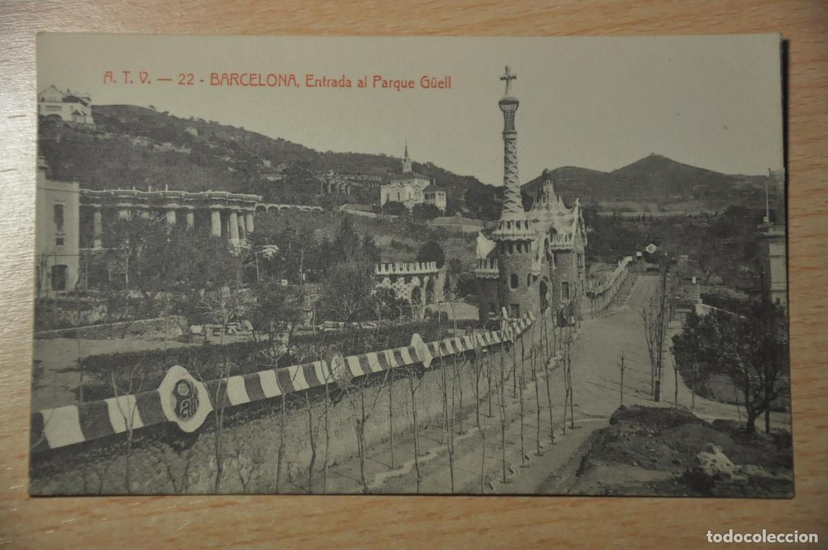 Postales: postal barcelona, entrada al parque guell, atv 22