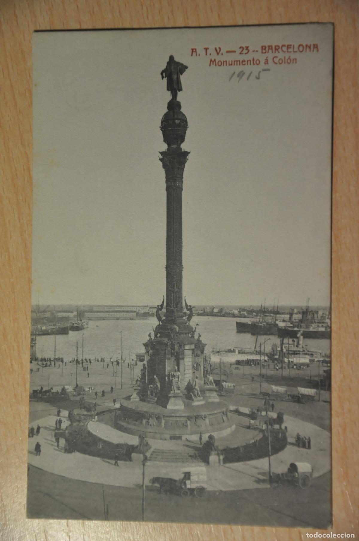 Postales: postal barcelona, monumento a colon, atv 23