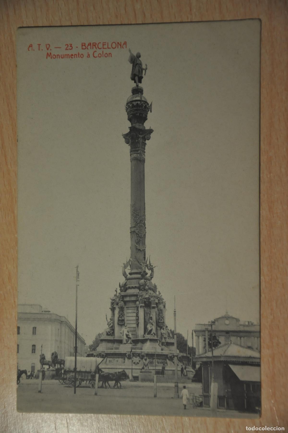 Postais: postal barcelona, monumento a colon, atv 23