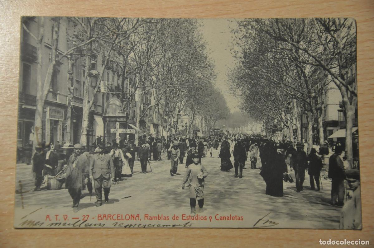 Postais: postal barcelona, ramblas de estudios y canaletas, atv 27