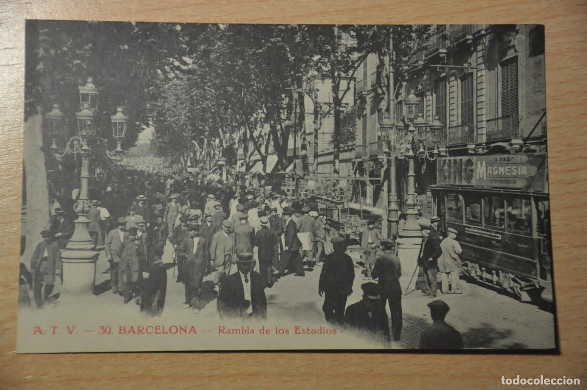 Postais: postal barcelona, rambla de los estudios, atv 30