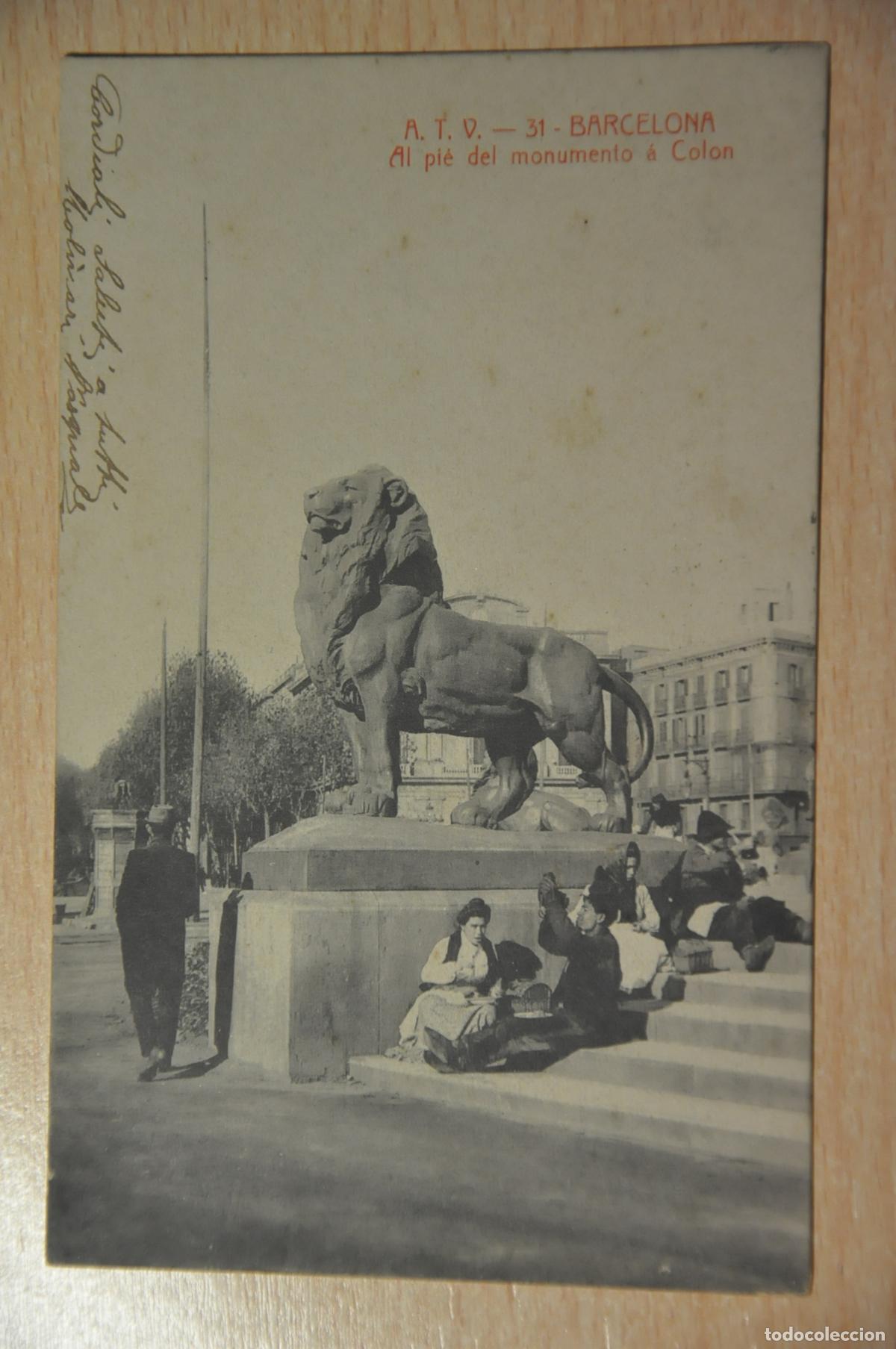 Cartes Postales: postal barcelona, al pie del monumento a colon, atv 31