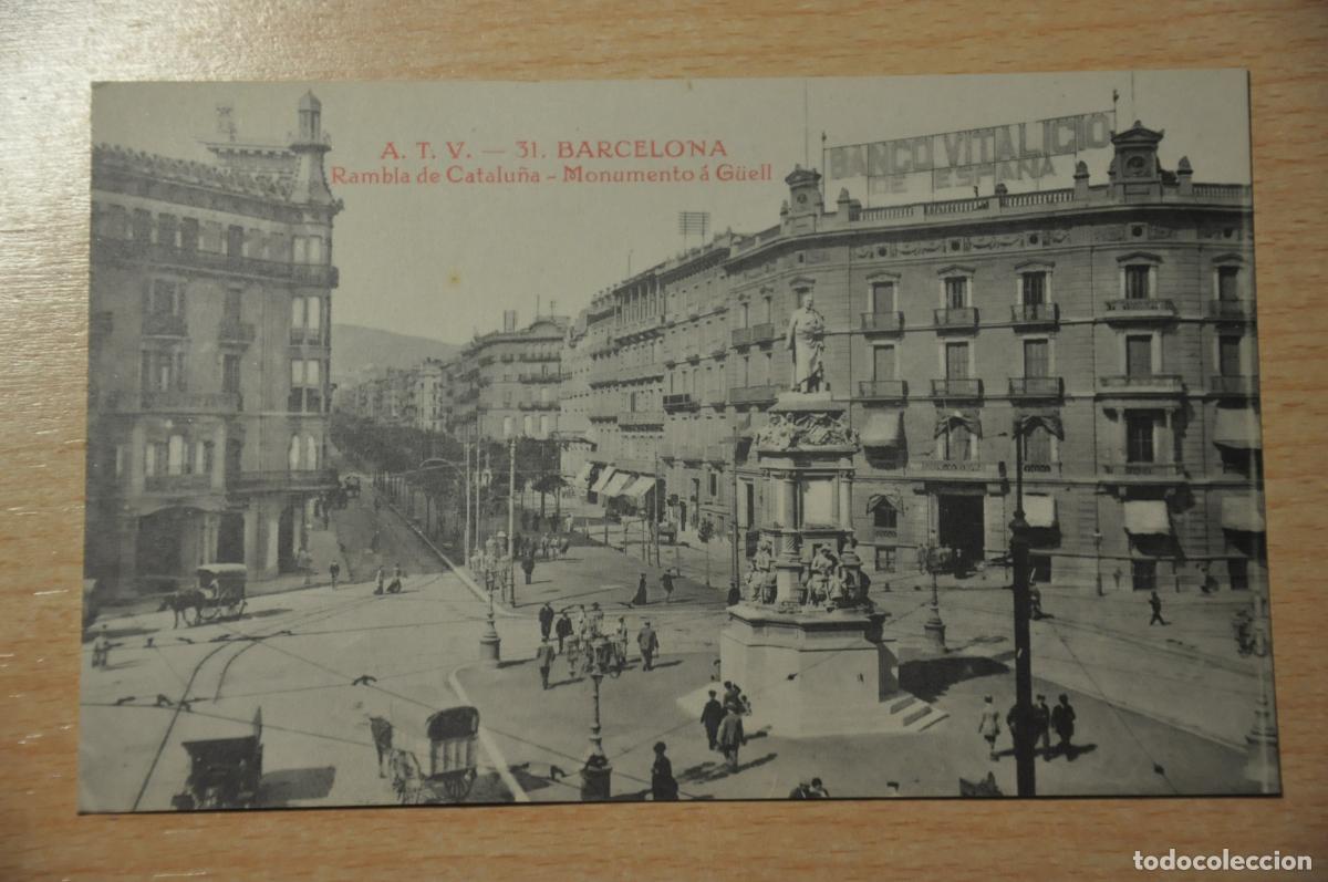 Cartes Postales: postal barcelona, rambla de catalu&ntilde;a, monumento a guell, atv 31
