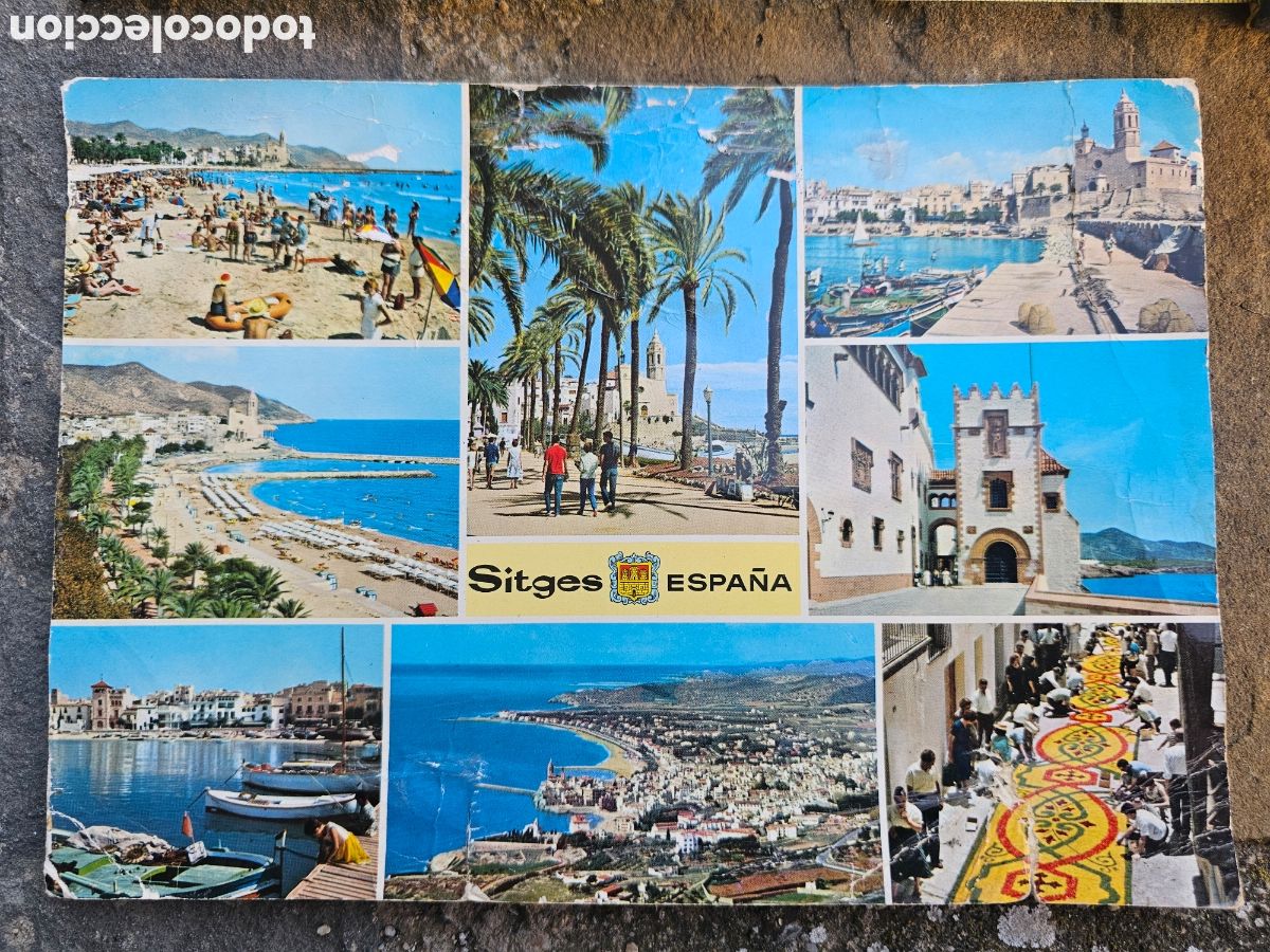 Cartes Postales: ​Postal muy grande Vintage Sitges (1966) - Escrita y Franqueada Susanna Bardaj&iacute; 1966 Barcelona