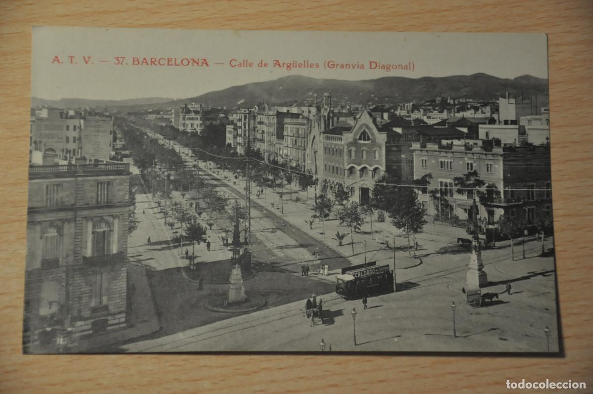 Postales: postal barcelona, calle de arguelles, granvia diagonal, atv 37
