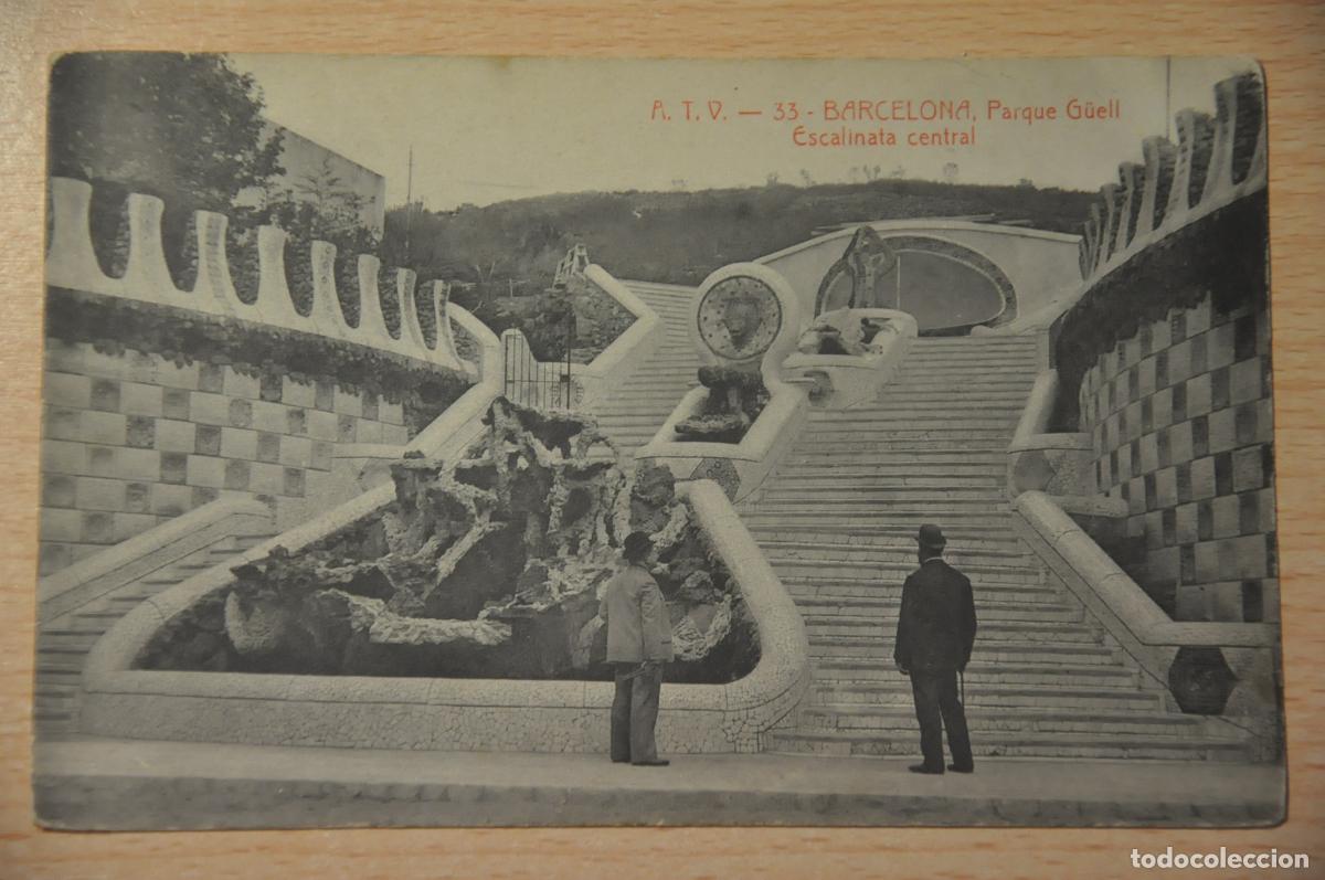 Postales: postal barcelona, parque guell, escalinata central, atv 33