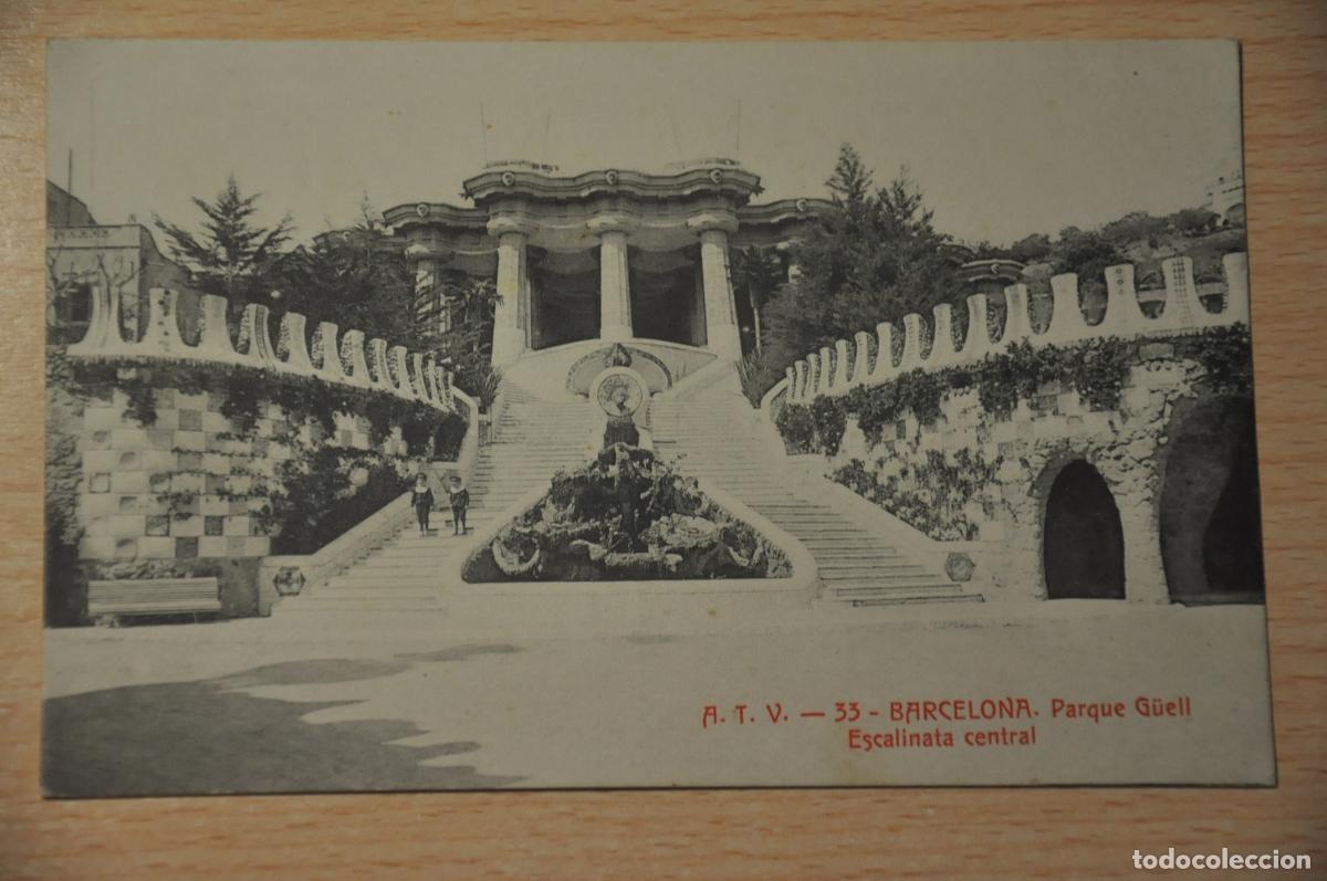 Postales: postal barcelona, parque guell, escalinata central, atv 33