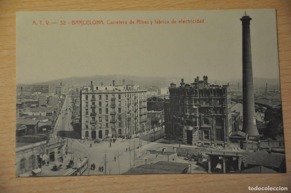 Postales: postal barcelona, carretera de ribas y fabrica de electricidad, atv 32