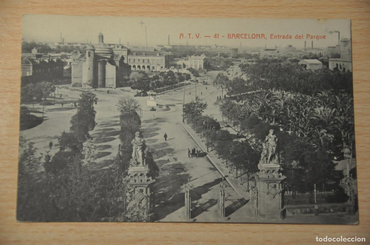 Postales: postal barcelona, entrada al parque, atv 41