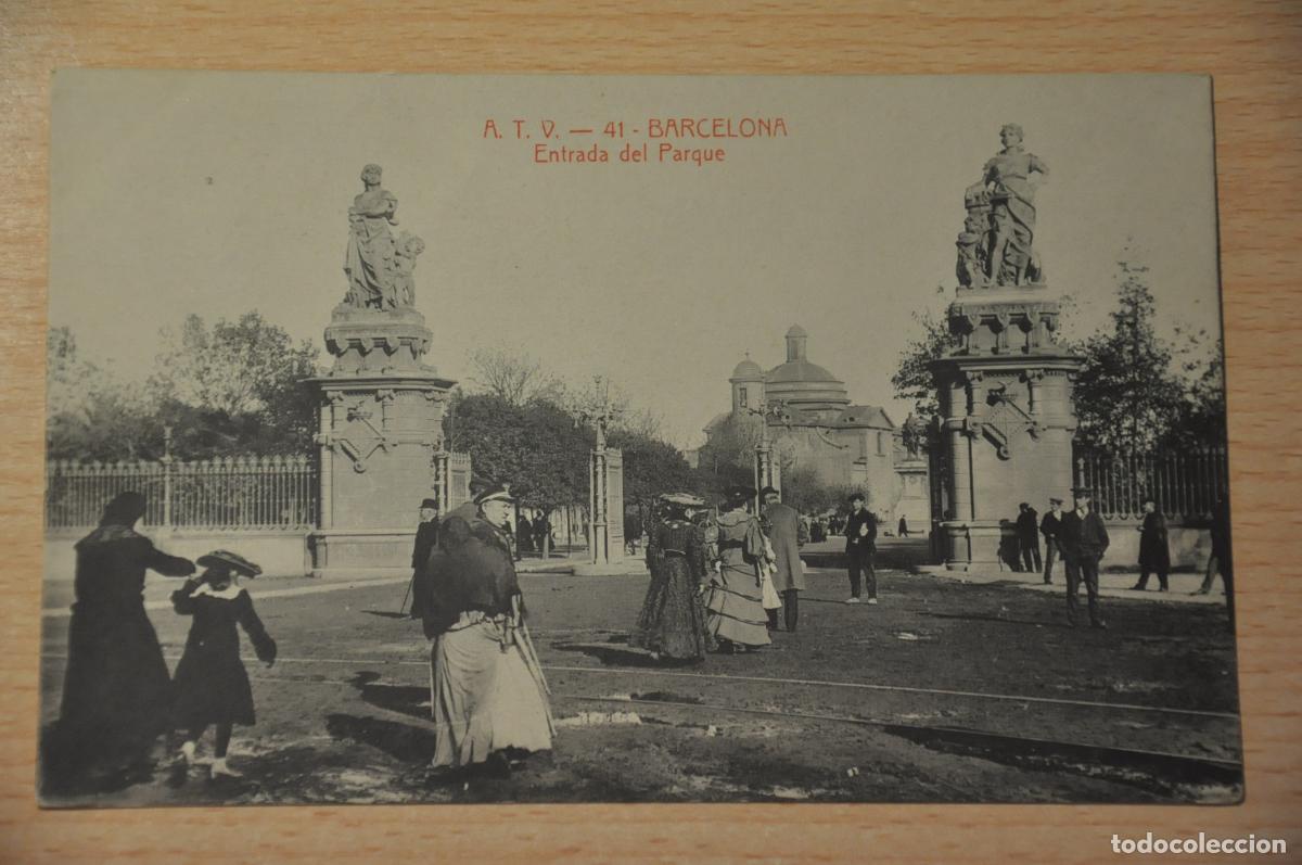 Postales: postal barcelona, entrada al parque, atv 41
