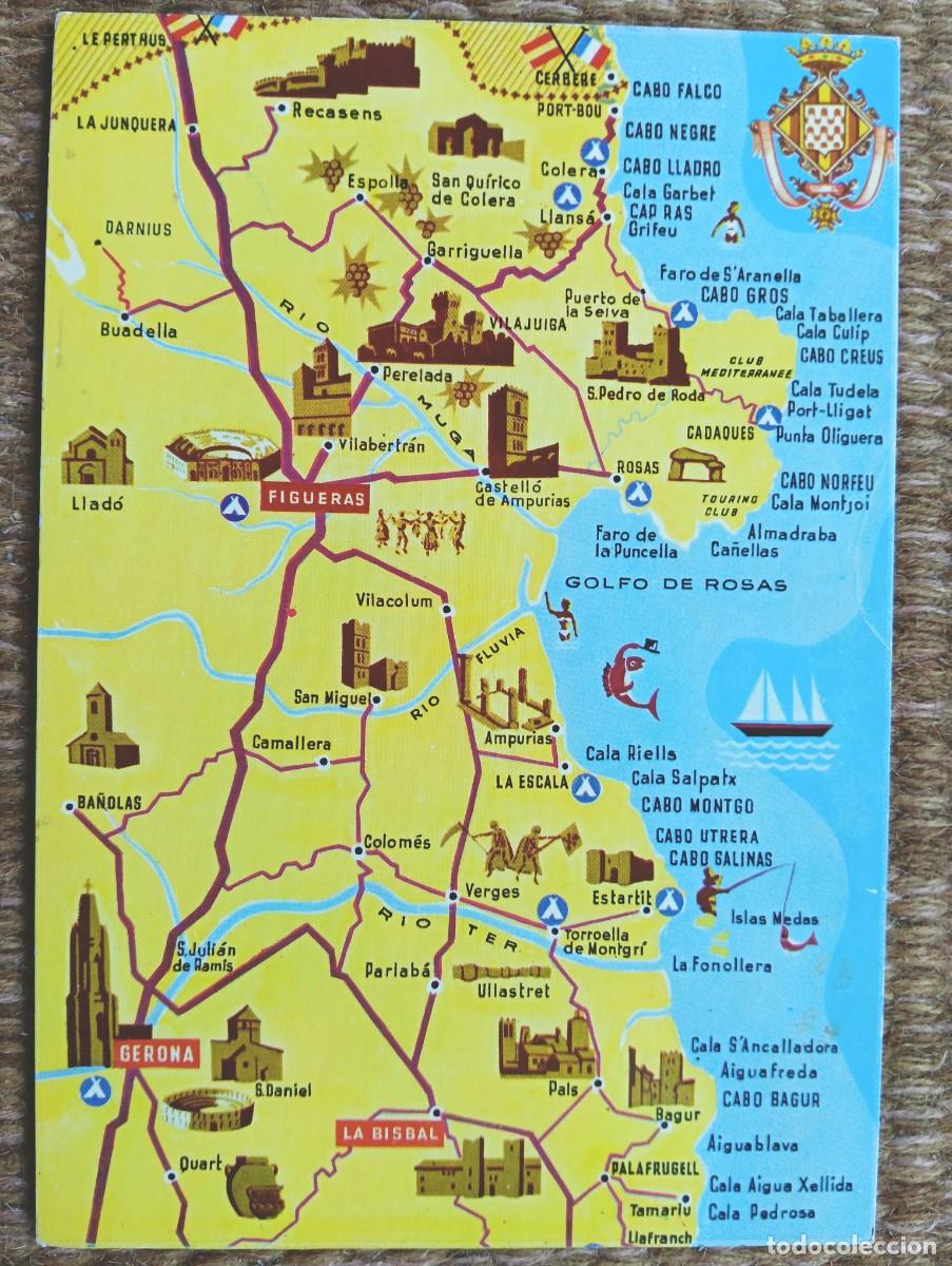 Postales: PLANO - MAPA COSTA BRAVA - GERONA - ED. MELI COLOR