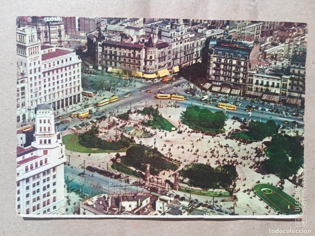 Postales: POSTAL SERIE II N&ordm; 10007 BARCELONA - Vista aerea de la Plaza de Catalu&ntilde;a. Escrita y con manchas.