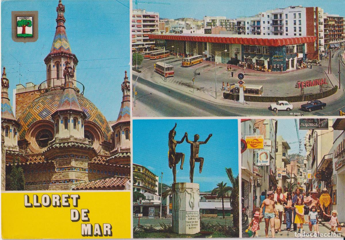 Postales: LLORET DE MAR (GIRONA) VARIOS ASPECTOS DE LA CIUDAD - ESCUDO DE ORO N&ordm;61 - CIRCULADA
