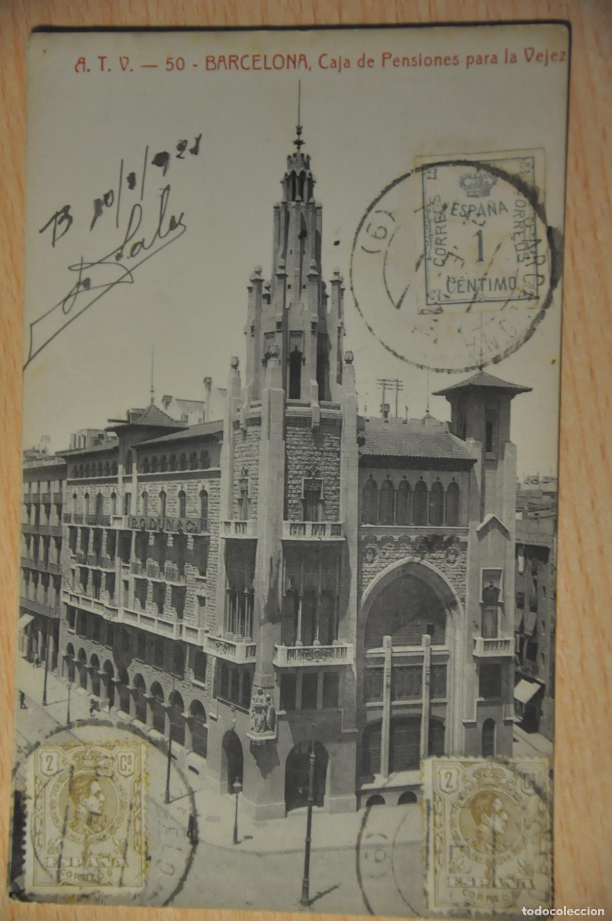 Postales: postal barcelona, caja de pensiones para la vejez, atv 50