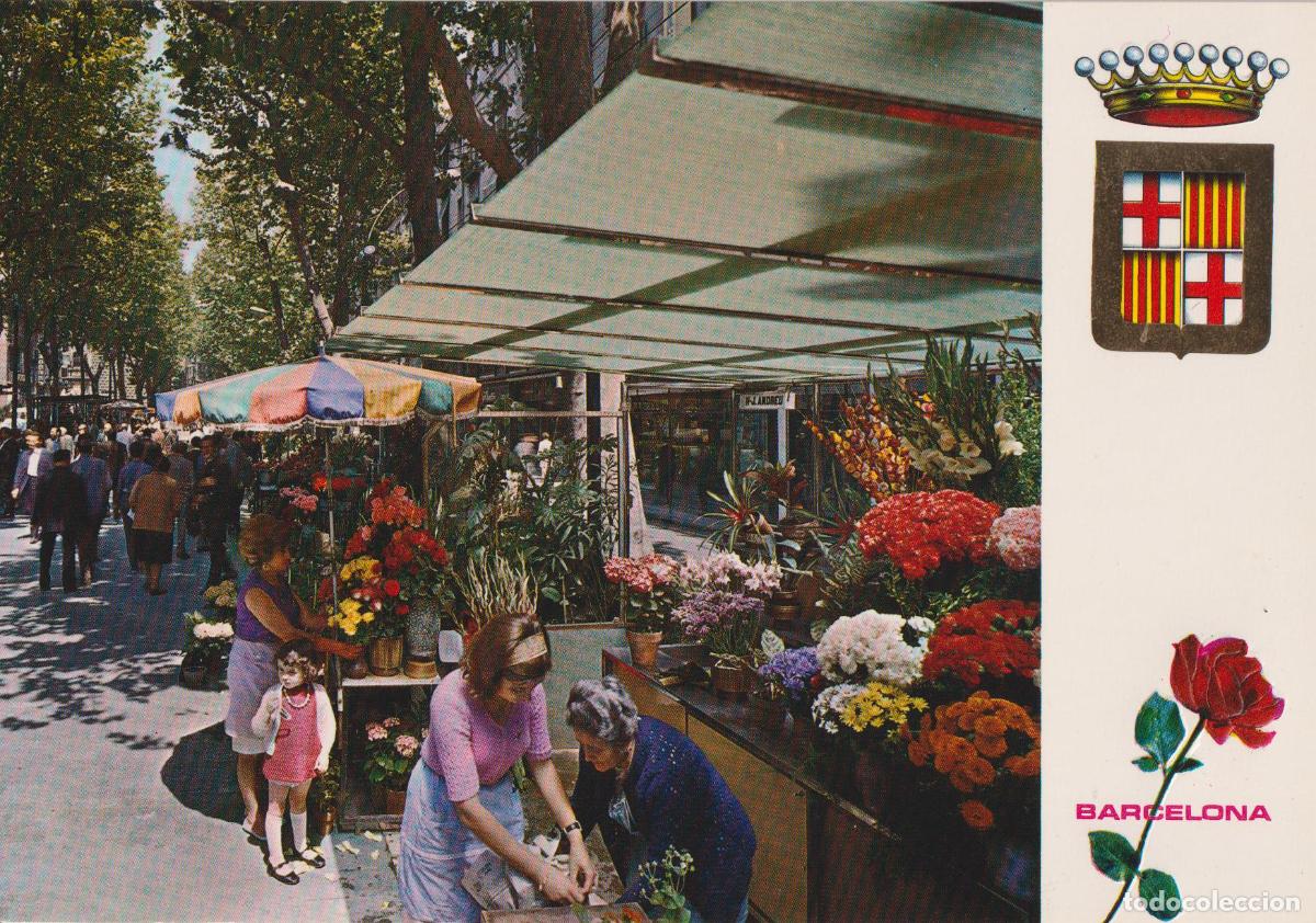 Postales: BARCELONA, RAMBLA DE LAS FLORES &ndash; ESCUDO DE ORO DE LUXE N&ordm;19 &ndash; ESCRITA