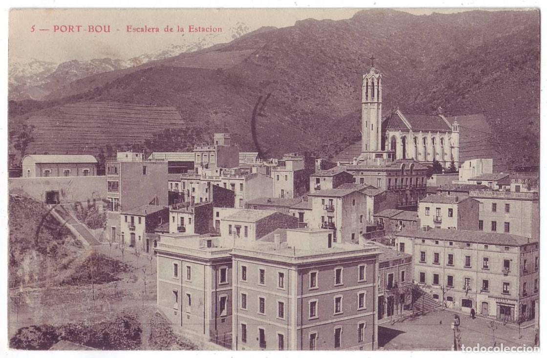 Postales: Port-Bou (Gerona): Escalera de la Estaci&oacute;n. No consta editor. Circulada (A&ntilde;os 10)