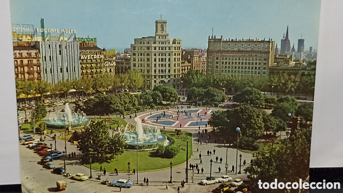 Postales: Un postal usado Barcelona plaza Catalu&ntilde;a