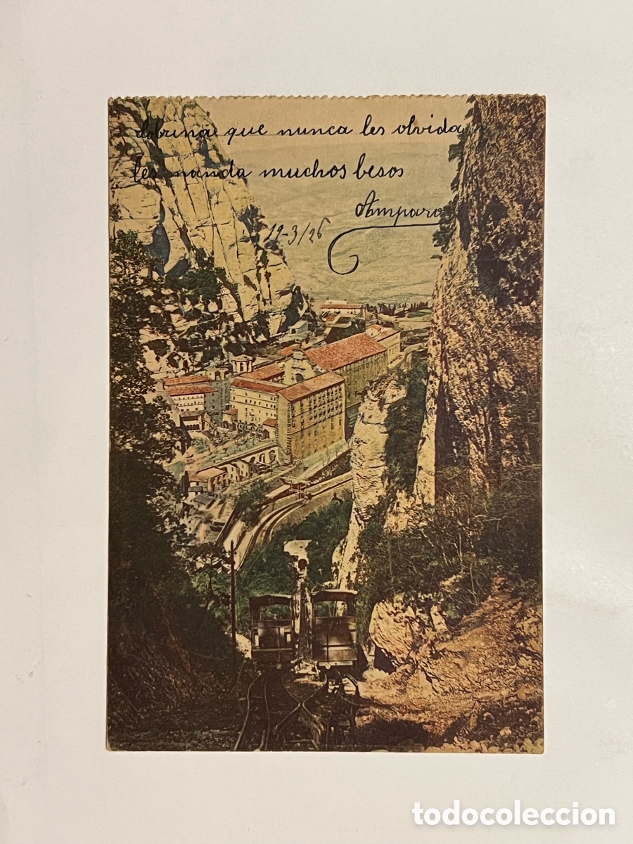 Postales: FUNICULAR DE MONTSERRAT A ST. JOAN. Postal No.7, El Monasterio desde el aportadero. Edi., Zerkowitz