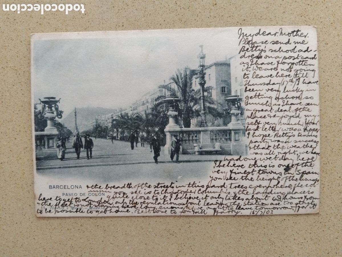 Postales: Postal Barcelona, Paseo de Colon.