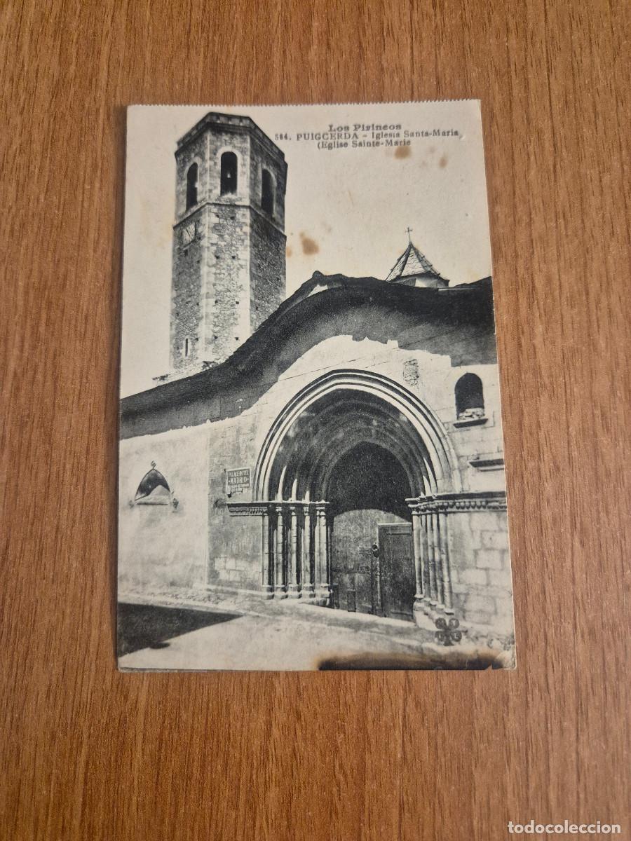 Postales: POSTAL LOS PIRINEOS PUIGCERDA IGLESIA SANTA MARIA SIN CIRCULAR.