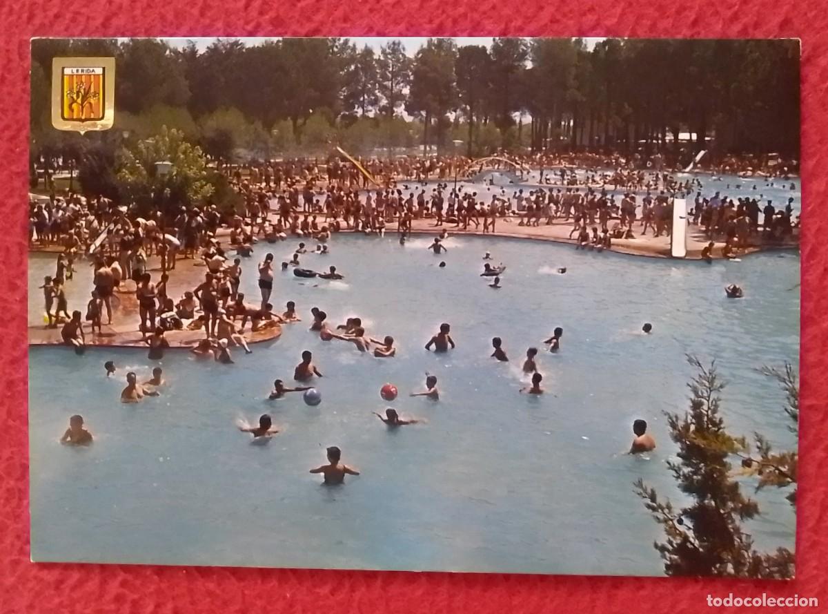Postales: POSTAL POST CARD CATALOGNE LLEIDA L&Eacute;RIDA PARQUE MUNICIPAL PARC..DE LES BASSES..PISCINAS FAMILIARES..