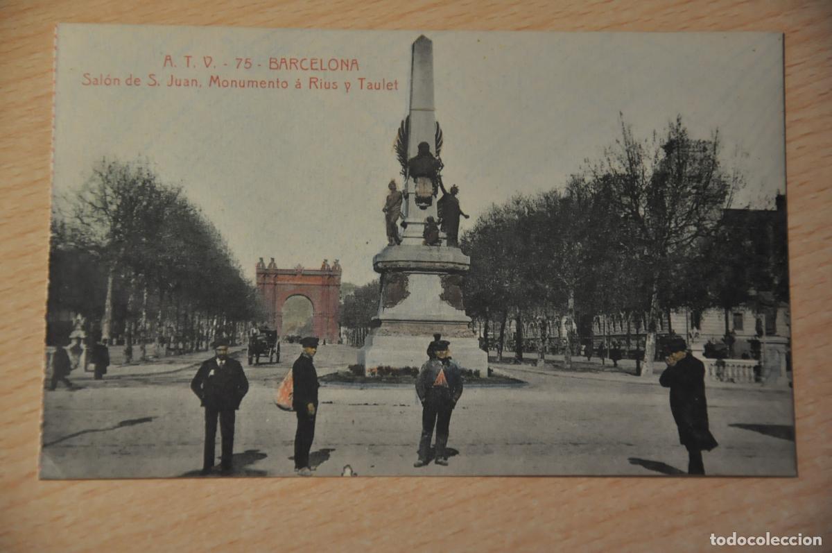 Postales: postal barcelona, salon de s.juan, monumento a rius y taulet, atv 75