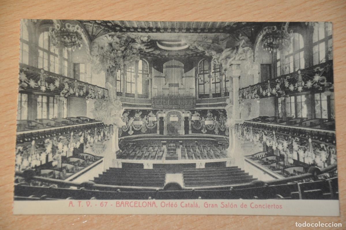Postales: postal barcelona, orfeo catala, gran salon de conciertos, atv 67
