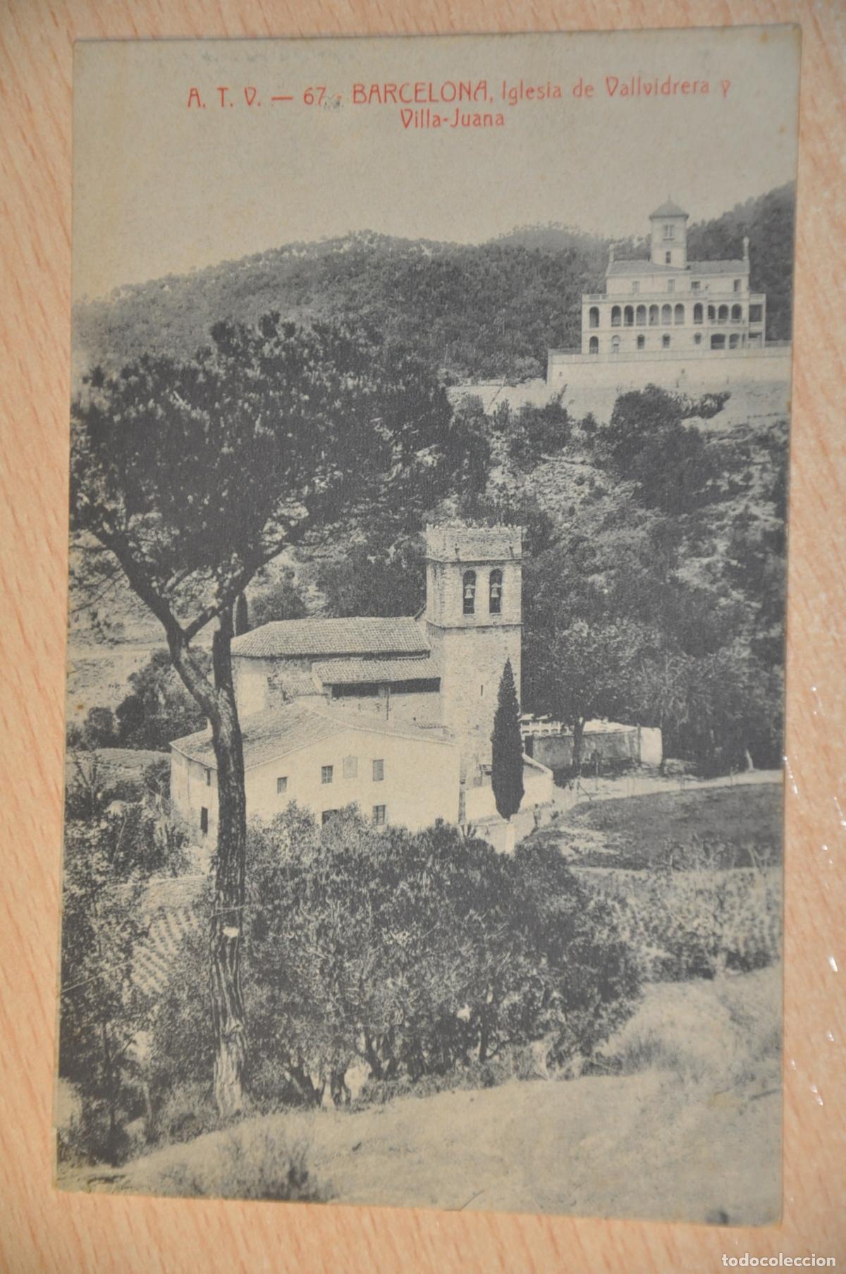 Postales: postal barcelona, iglesia de vallvidrera y villa juana, atv 67