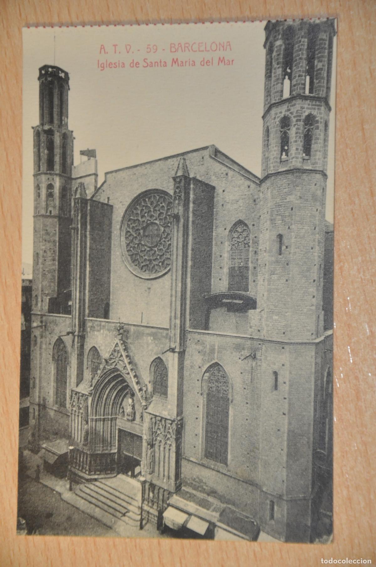 Postales: postal barcelona, iglesia de santa maria del mar, atv 59